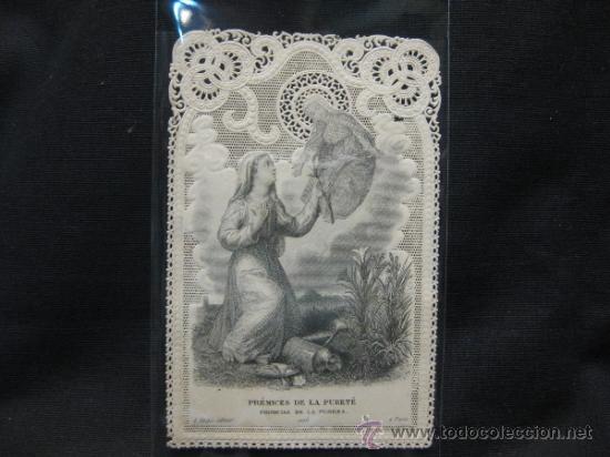 Postkarten: ESTAMPA RELIGIOSA CON CALADO Y PUNTILLA