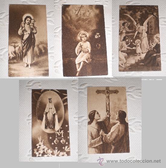 Postais: Lote de 5 estampitas religiosas con varias escenas. 6,5 x 3,5 cm.