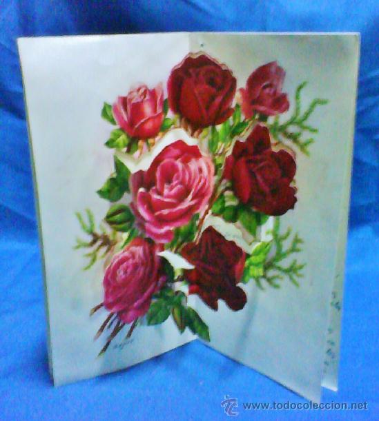 Postales: la virgen maria con rosas - troquelada con relieve - ed fs - ilust. zsolt - circulada - a&ntilde;o 1963