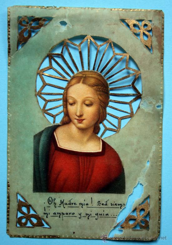 Postales: ESTAMPA TROQUELADA - HECHA A MANO - VIRGEN