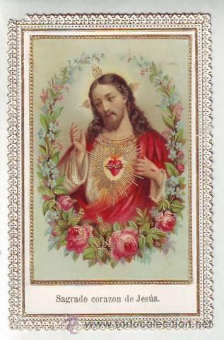 Postales: ESTAMPA RELIGIOSA: SAGRADO CORAZON DE JESUS, con puntilla.