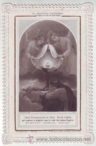 Postais: ESTAMPA RELIGIOSA: La r&eacute;paration quotidienne en union au Coeur de J&eacute;sus Hostie.