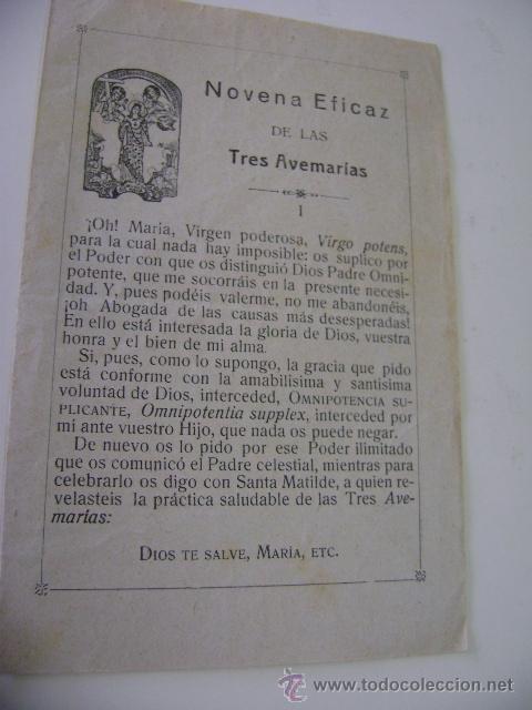 Postais: Estampa religiosa. Novena eficaz de las Tres Avemar&iacute;as. Tip. F. Navarro, Totana.