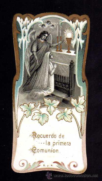 Postales: Antiguo recordatorio primera comuni&oacute;n. 1916 - Foto 1