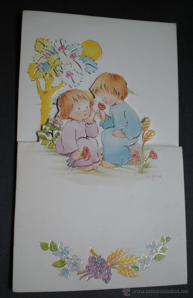 Postales: 4720 - RECORDATORIO EDICIONES VIKINGO S. 7207 TROQUELADA- DIPTICA 12,4X7,5 CM - ILUSTRA . JOSA