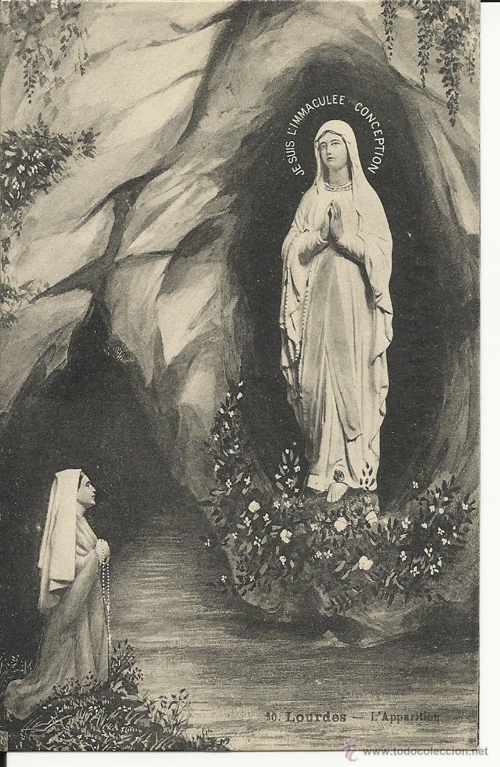 Postales: POSTAL ANTIGUA LOURDES L&acute;APARITION SIN CIRCULAR