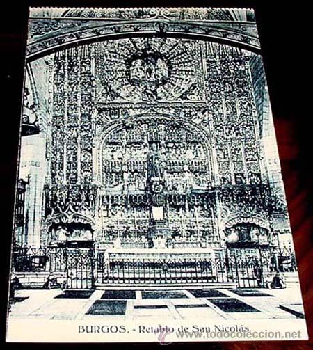Postkarten: ANTIGUA POSTAL CATEDRAL DE BURGOS - RETABLO DE SAN NICOLAS - HELLOTIPIA ARTISTICA ESPA&Ntilde;OLA - SIN CIR