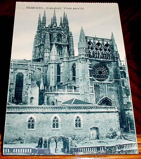 Cartoline: ANTIGUA POSTAL CATEDRAL DE BURGOS - VISTA PARCIAL - HELLITOPIA ARTISTICA ESPA&Ntilde;OLA - SIN CIRCULAR.