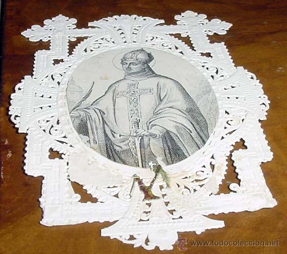 Cartes Postales: ANTIGUA ESTAMPA DEL SIGLO XIX CON GRABADO SOBRE PAPEL DE TELA VA ENRIQUCIDA DE FINOS DECORADO CON CA
