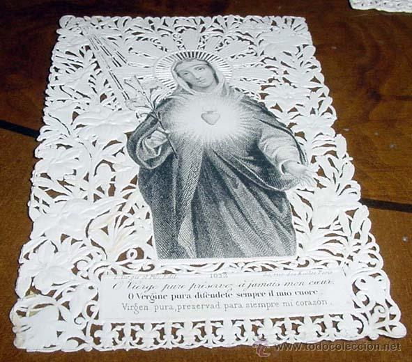 Postais: ANTIGUA ESTAMPA DEL SIGLO XIX CON GRABADO SOBRE PAPEL DE TELA VA ENRIQUCIDA DE FINOS DECORADO CON CA
