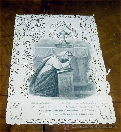 Cartes Postales: ANTIGUA ESTAMPA DEL SIGLO XIX CON GRABADO SOBRE PAPEL DE TELA VA ENRIQUCIDA DE FINOS DECORADO CON CA