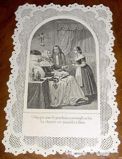 Cartoline: ANTIGUA ESTAMPA DE FINALES SIGLO XIX PRINCIPIOS DEL XX, CON GRABADO SOBRE PAPEL DE TELA VA ENRIQUECI