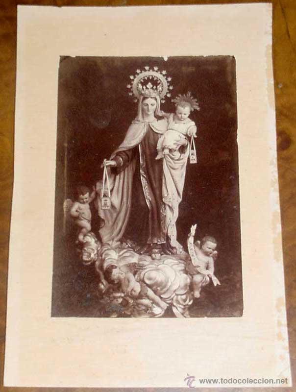 Cartoline: ANTIGUA FOTOGRAFIA ALBUMINA DE NUESTRA SE&Ntilde;ORA DEL CARMEN QUE SE VENERA EN LA IGLESIA DE LAS TERESAS