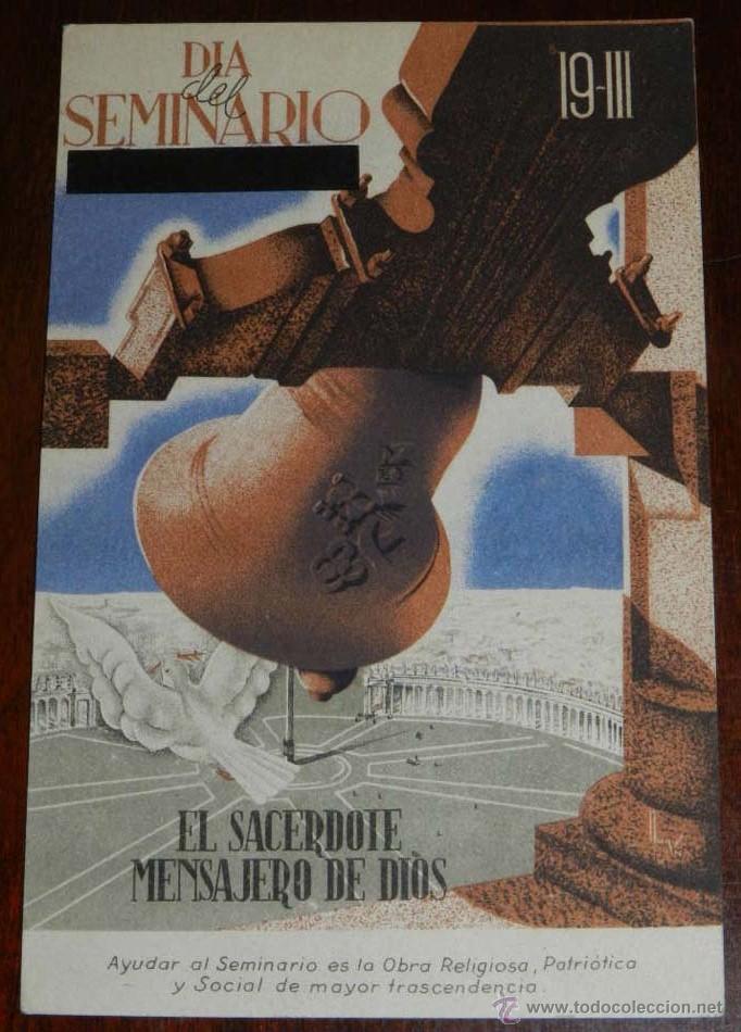 Postais: ANTIGUA POSTAL DIA DEL SEMINARIO, AYUDA AL SEMINARIO ES LA OBRA RELIGIOSA, PATRIOTICA Y SOCIAL DE MA