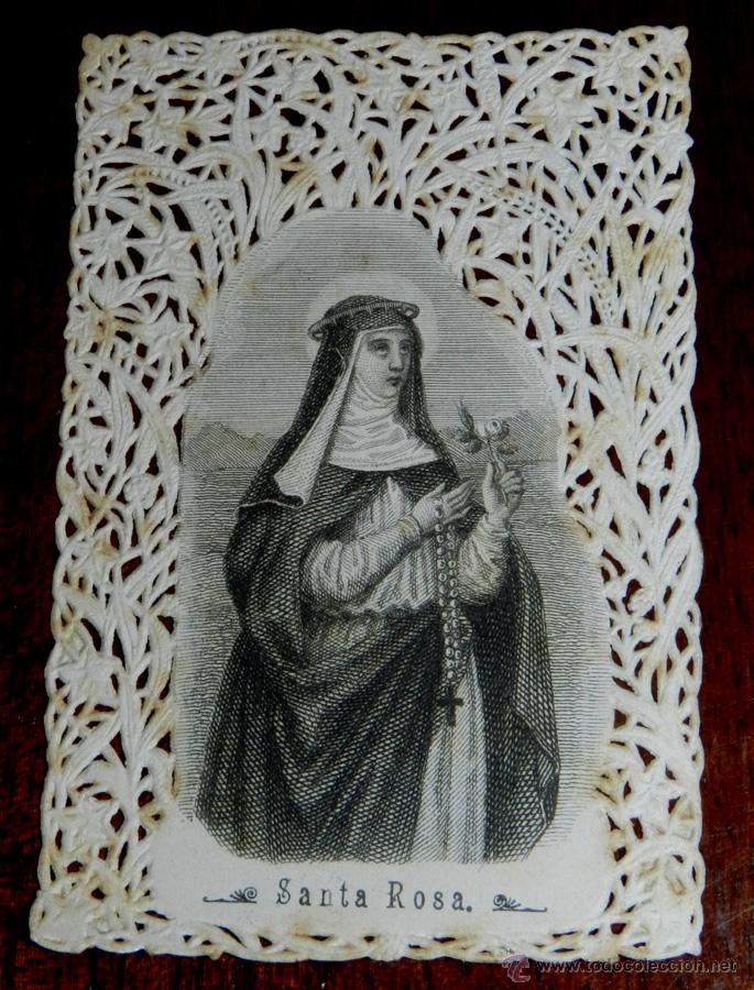 Cartes Postales: ANTIGUA ESTAMPA CALADA DE SANTA ROSA, EXCELENTE ESTADO, MIDE 8,5 X 5,7 CMS. FINALES SIGLO XIX