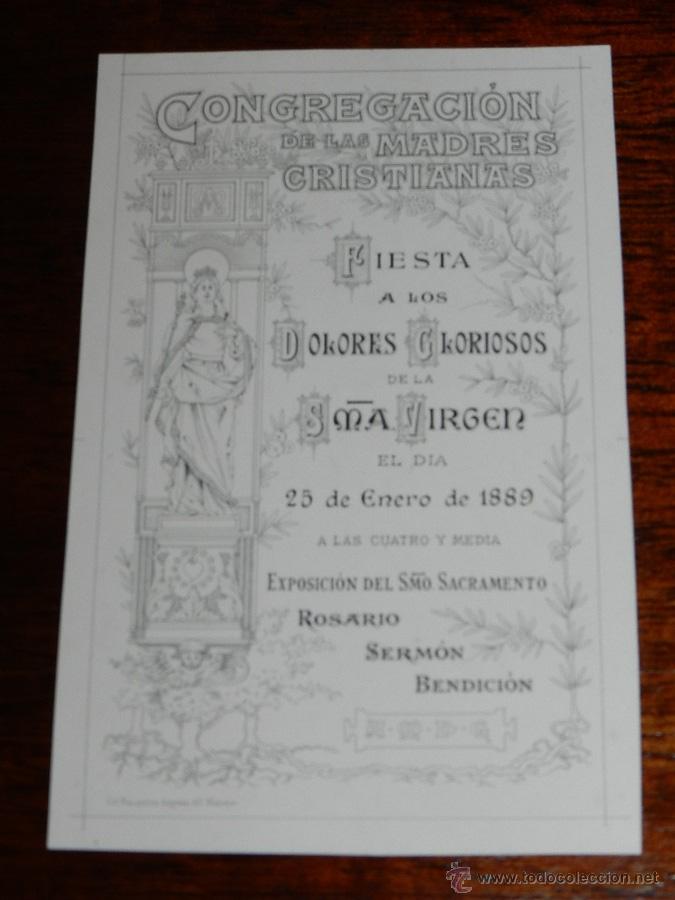 Postkarten: ANTIGUA LITOGRAFIA DE LA CONGREGACION DE LAS MADRES CRISTIANAS, FIESTA A LOS DOLORES GLORIOSOS DE LA