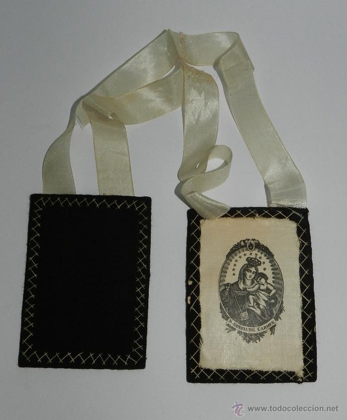 Cartes Postales: ANTIGUO ESCAPULARIO, DE NUESTRA SEP&Ntilde;ORA DEL CARMEN, MIDE CADA CUADRADO 11,5 X 8 CMS. EN TELA.