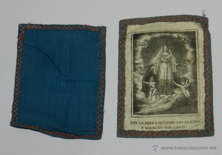 Postkarten: ANTIGUO ESCAPULARIO, DE SOY LA REINA DE TODOS LOS SANTOS, Y MADRE DEL AMOR HERMOSO, MIDE CADA CUADRA