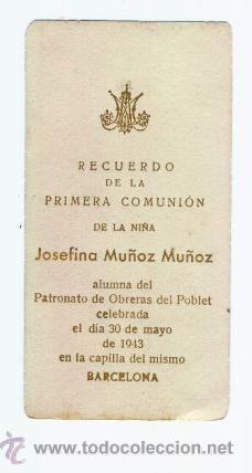 Postales: Recordatorio de comuni&oacute;n (A&ntilde;o 1943) - Foto 2