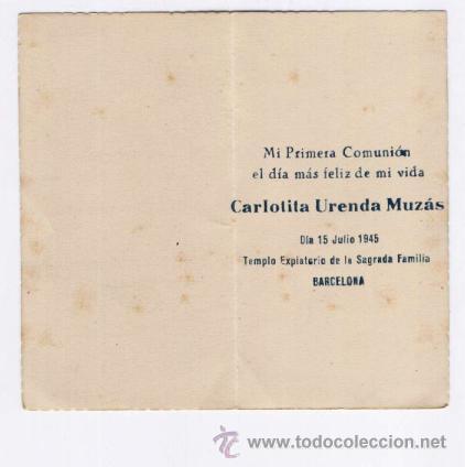 Postales: RECORDATORIO COMUNI&Oacute;N (1945) - BARCELONA - Foto 2