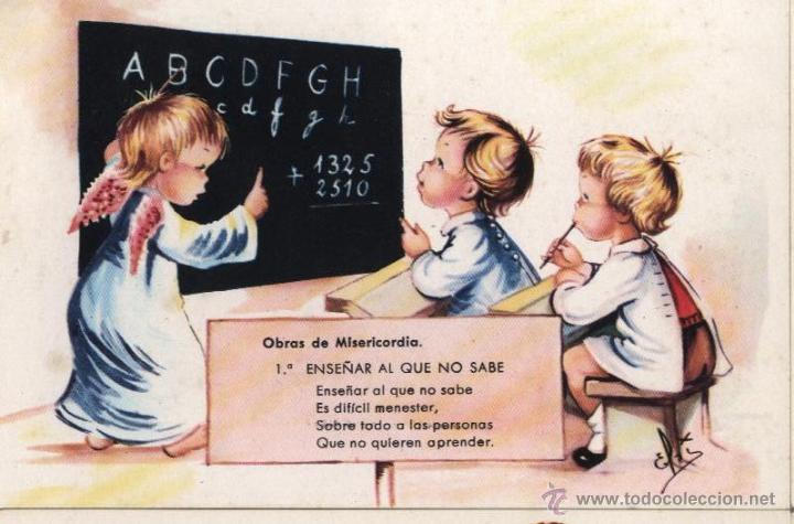 Postkarten: Postal: Obras de Misericordia  1/ dibujo de Else, Eloi, Elo&iacute;sa ? ( a&ntilde;os 60)