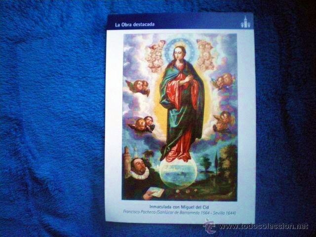 Cartoline: POSTAL ESTAMPA DOBLE TAMA&Ntilde;O INMACULADA CON MIGUEL DEL CID CATEDRAL DE SEVILLA EXPLICACION TRASERA