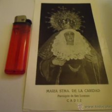 Cartes Postales: ESTAMPA RELIGIOSA ANTIGUA VIRGEN DE LA CARIDAD COFRADIA DE LAS PENAS , SEMANA SANTA CADIZ. Lote 40673626