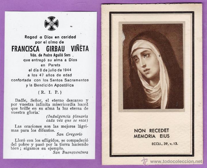 Esquela Mortuoria Defuncion Francisca Girba Buy Religious Postcards And In Memoriam Cards At Todocoleccion