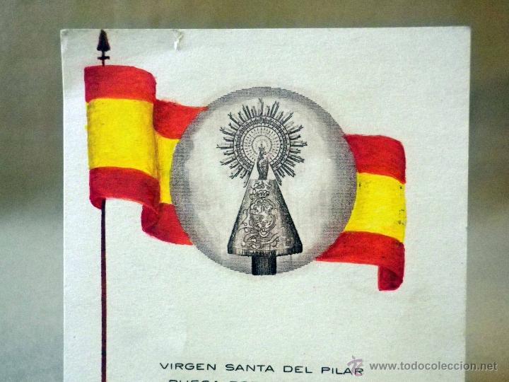 Postales: RECORDATORIO, TARJETA RELIGIOSA, RECUERDO, VIRGEN DEL PILAR, RUEGA POR NOSOTROS Y POR ESPA&Ntilde;A, 11 X 7