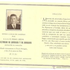 Cartoline: RECORDATORIO DE LA MUERTE DE DON ALFONSO DE BORBÓN. 1956