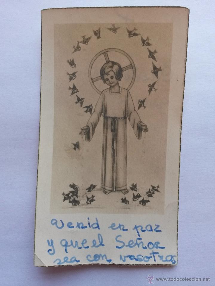 Postales: Estampa ni&ntilde;o jesus dedicada por detras 1961