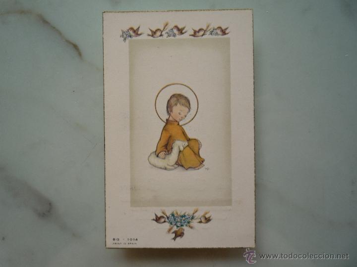 Postcards: 1957 BG / Recordatorio Comuni&oacute;n Estampa *Ni&ntilde;o Jes&uacute;s y ovejita* Castellfullit / Ilustra ROSER PUIG