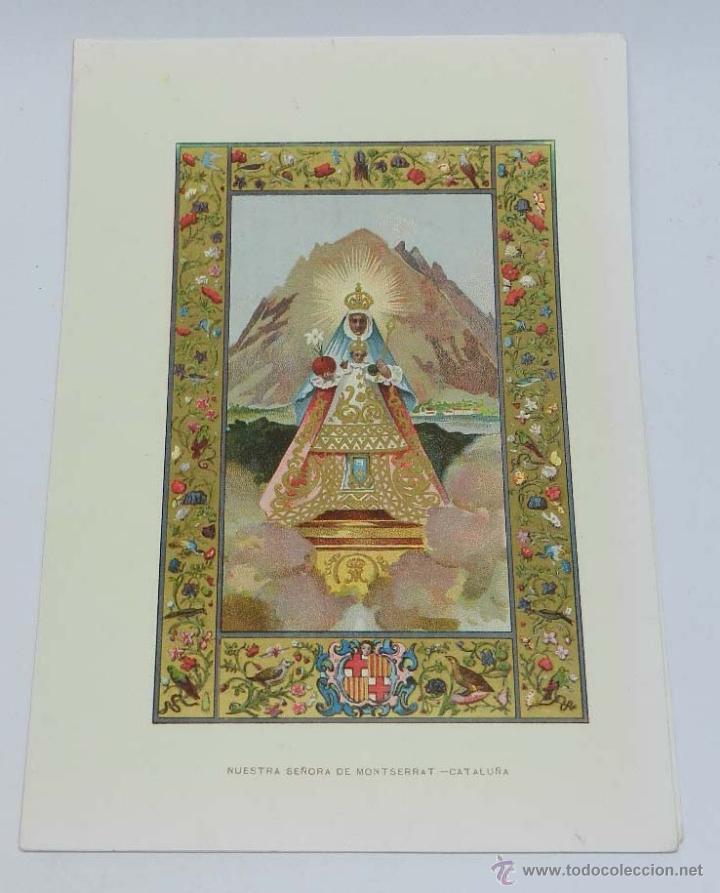 Cartes Postales: NUESTRA SE&Ntilde;ORA DE MONTSERRAT, CATALU&Ntilde;A. PRECIOSA LAMINA. MIDE 29 X 20 CMS. IDEAL PARA ENMARCAR. ?