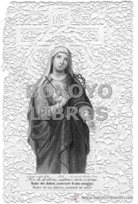 Postales: Estampa Madre de los dolores, sostened mi valor. L. Turgis. Puntilla. Calada. Troquelada