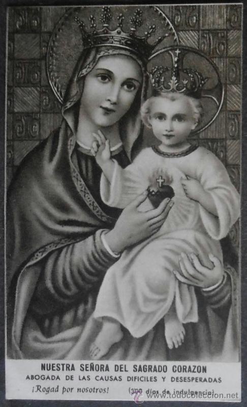Postais: (0107)ESTAMPA 9X5 CM APROX,NTRA.SRA.DEL SAGRADO CORAZON,ABOGADA DE LAS CAUSAS DIFICILES Y DESESPERAS