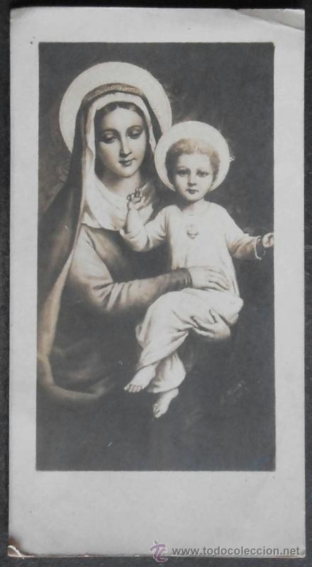 Postales: (0629)ESTAMPA RELIGIOSA 11X6 CM APROX,VIRGEN Y NI&Ntilde;O,CONSERVACION: