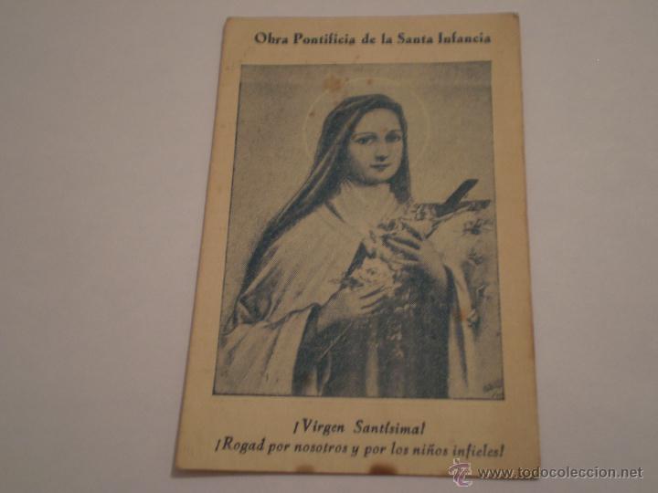Postales: ANTIGUA ESTAMPA OBRA PONTIFICIA DE LA SANTA INFANCIA.ORACION AL NI&Ntilde;O JESUS.1944.