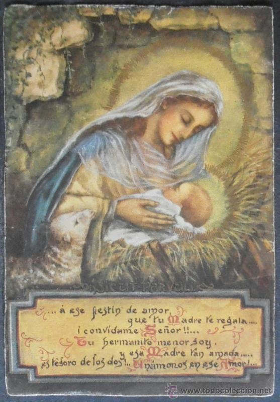Postales: (1301)ESTAMPA 12X8 CM APROX,VIRGEN MARIA Y NI&Ntilde;O JESUS,CONSERVACION,VER FOTOS