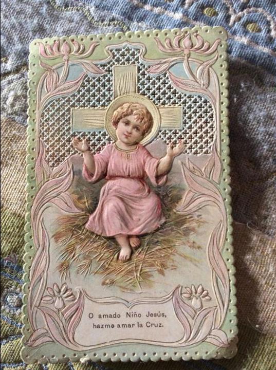 Postales: Estampa estampita antigua borde a relieve troquelado amado Ni&ntilde;o Jesus