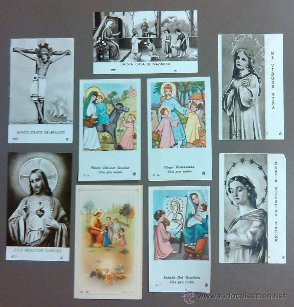 Postais: Lote de 36 estampas e im&aacute;genes religiosas en b/n y a color. Diversos tama&ntilde;os y fechas (a&ntilde;os 40 a 70)