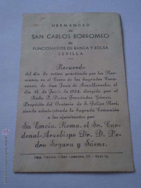 Postcards: HERMANDAD S.CARLOS BORROMEO.RETIRO CERRO SAGRADOS CORAZONES.SAN JUAN AZNALFARACHE.1954.