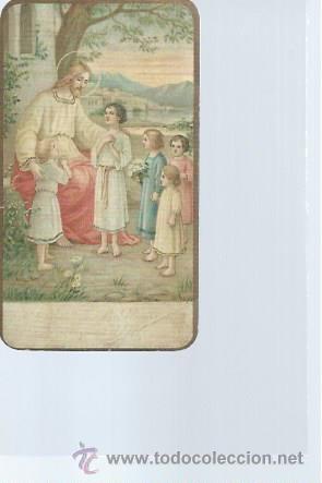 Postales: TARJETA RELIGIOSA JES&Uacute;S RODEADO DE NI&Ntilde;OS, DEJAD QUE LOS NI&Ntilde;OS SE ACERQUEN A M&Iacute;