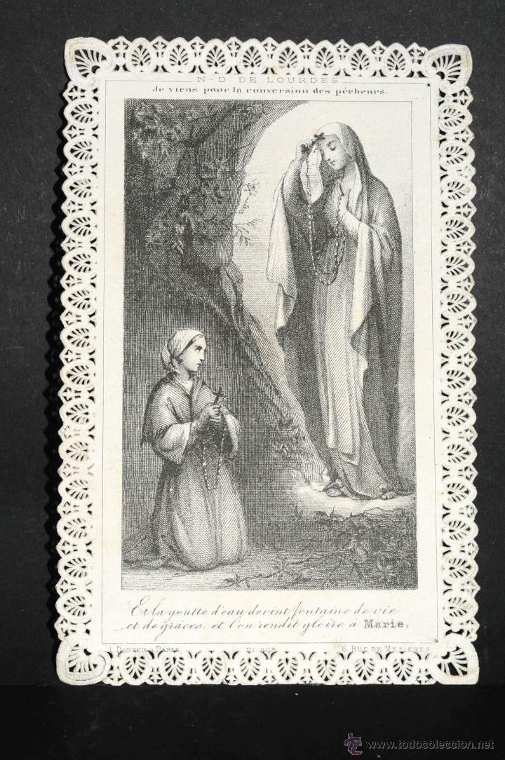 Postales: ANTIGUA ESTAMPA RECORDATORIO TROQUELADO RELIGIOSO N. D. LOURDES