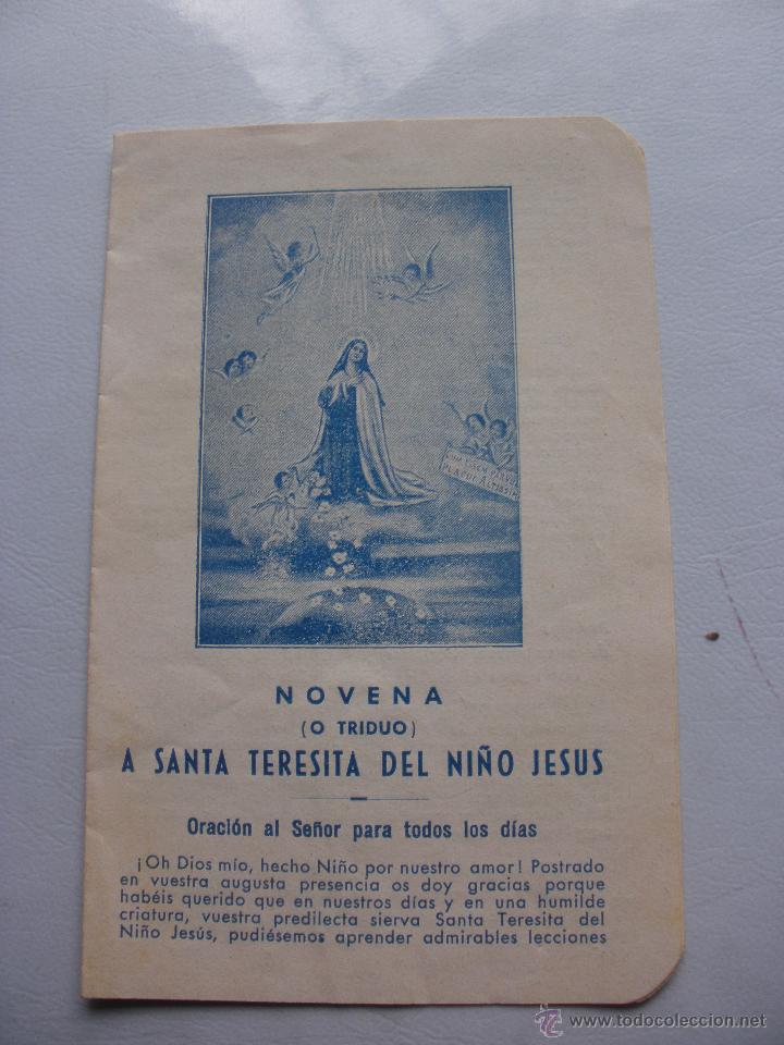 Postales: Novena Santa Teresita del ni&ntilde;o Jesus -diptico de mediados del siglo XX