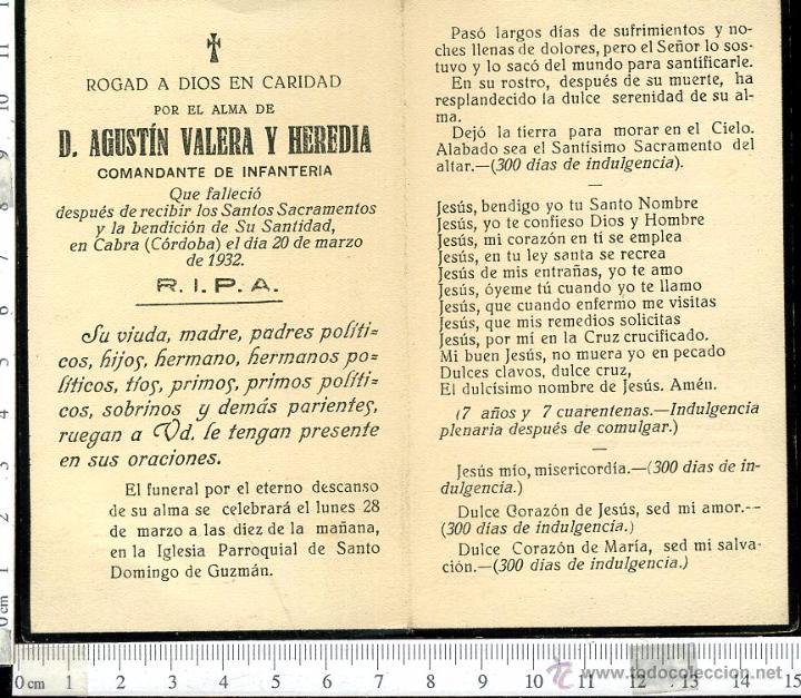 Postales: RECORDATORIO DE UN MILITAR COMANDANTE DE INFANTERIA 1932