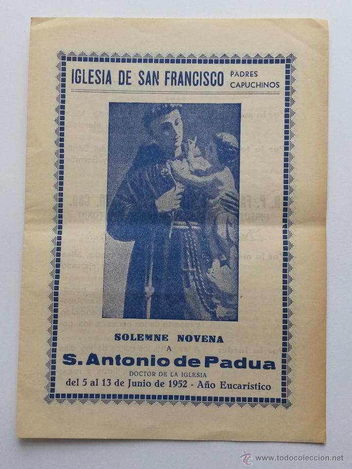 Postales: Estampa de 4 paginas novena a san antonio de padua 1952 capuchinos ,a&ntilde;o eucaristico