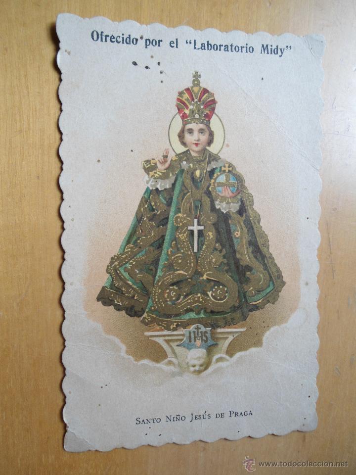 Postales: ANTIGUA ESTAMPA SANTO NI&Ntilde;O JESUS DE PRAGA - OFRECIDO POR LABORATORIO MIDY