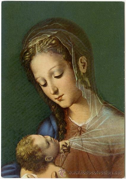 Postales: Tarjet&oacute;n de 15 x 10.5 cms 1021 Morales La Virgen y el Ni&ntilde;o, Museo del Prado. Excelente conservaci&oacute;n.