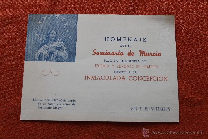 Postales: SEMINARIO DE MURCIA PROGRAMA INVITACION 1947 - Foto 1