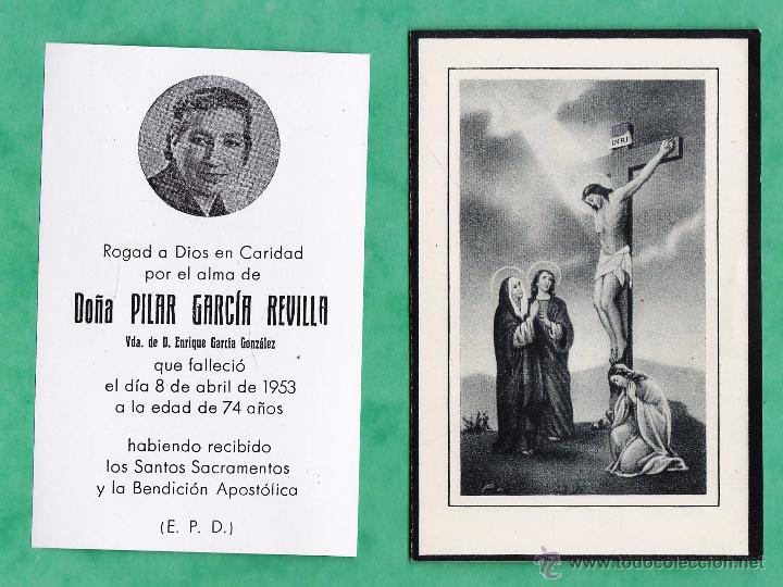 Postales: esquela mortuoria / defuncion - pilar garcia revilla vda enrique garcia gonzalez (?) - a&ntilde;o 1953